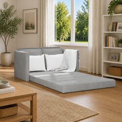 Grey Convertible Floor Sofa Bed for Living Room & Bedroom