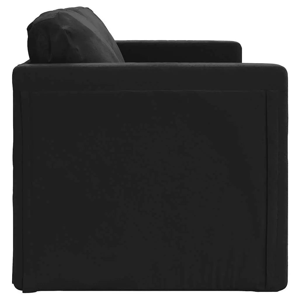 Floor Sofa Bed Velvet 2-in-1 Convertible Loveseat Double Bed Black