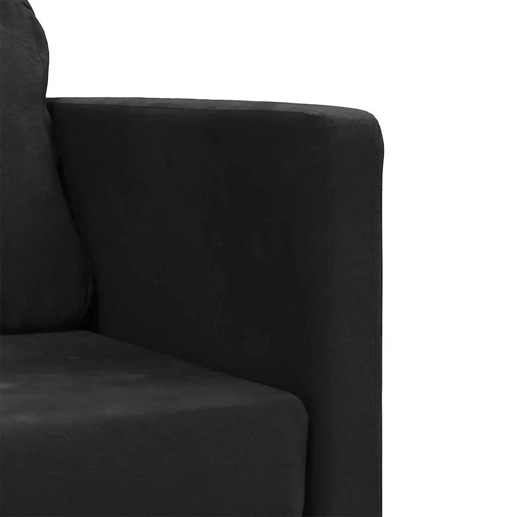 Floor Sofa Bed Velvet 2-in-1 Convertible Loveseat Double Bed Black