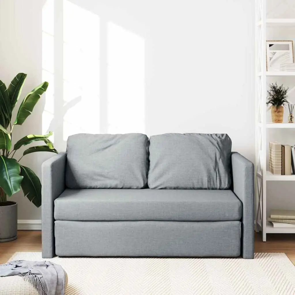 Floor Sofa Bed Fabric 2-in-1 Convertible Loveseat Double Bed Grey