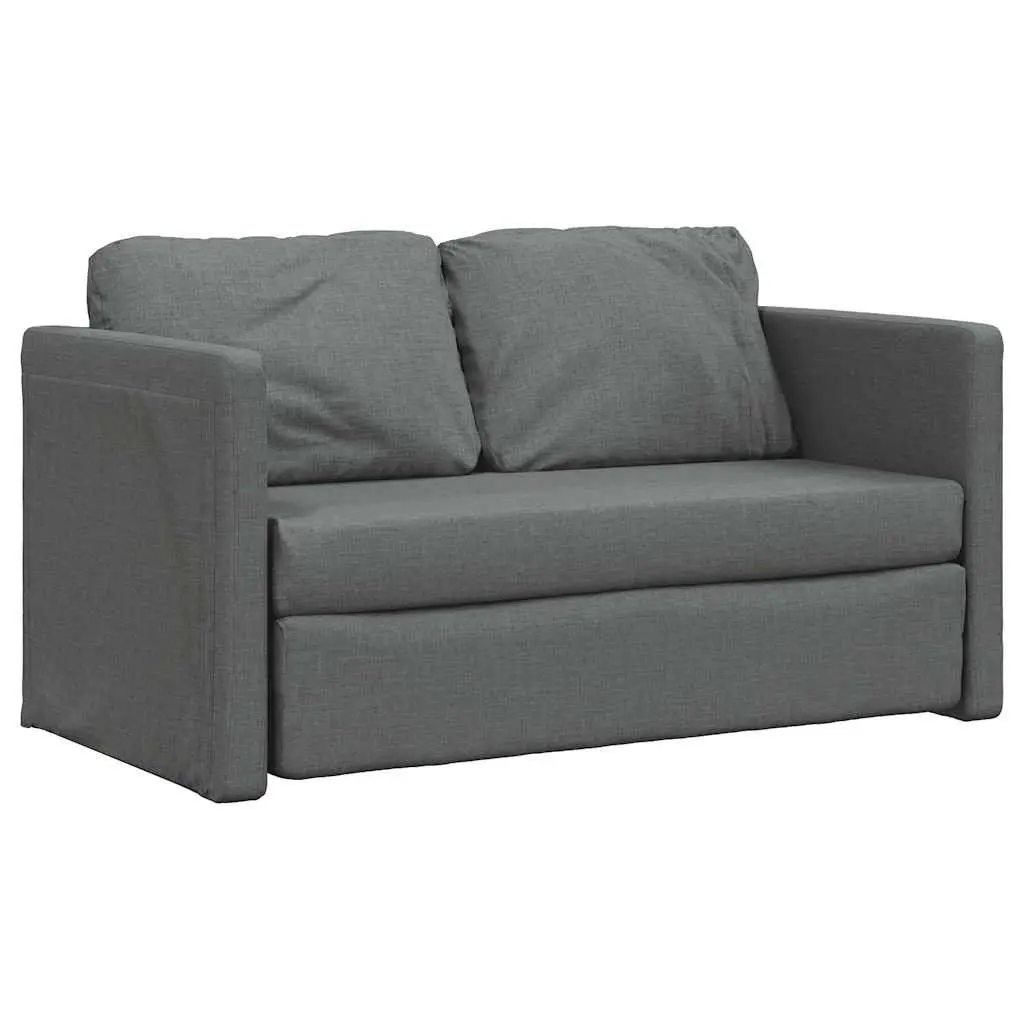 Grey Floor Sofa Bed 2-in-1 Convertible Sleeper Loveseat