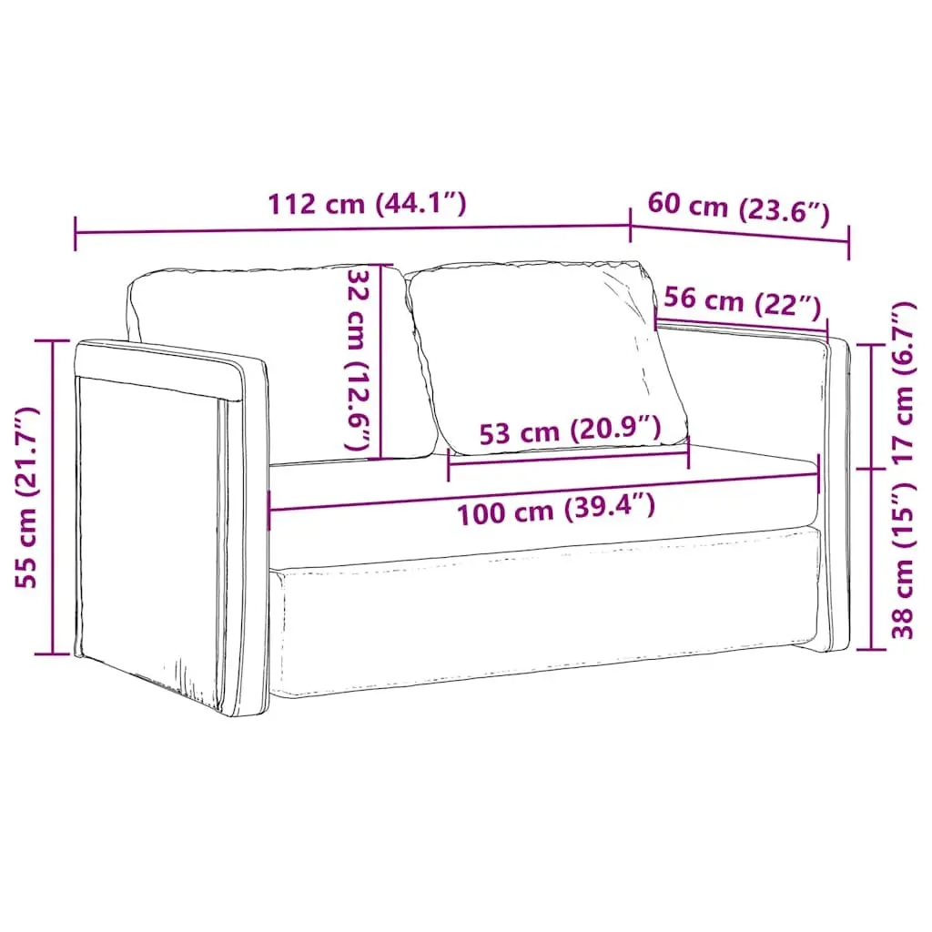 Grey Floor Sofa Bed 2-in-1 Convertible Sleeper Loveseat