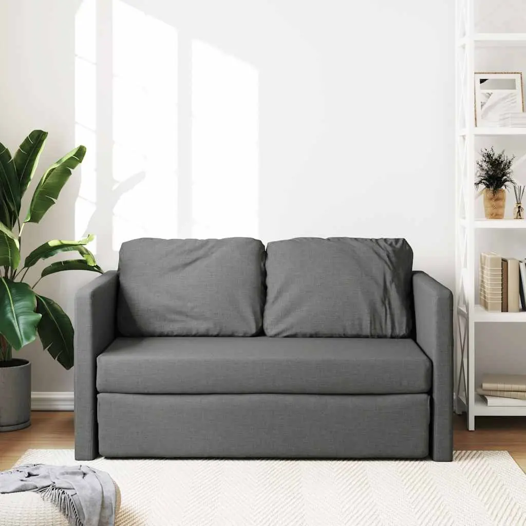 Grey Floor Sofa Bed 2-in-1 Convertible Sleeper Loveseat