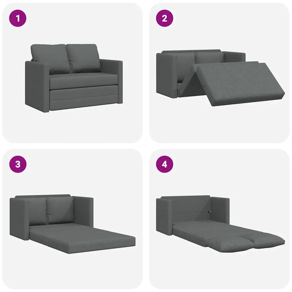 Grey Floor Sofa Bed 2-in-1 Convertible Sleeper Loveseat