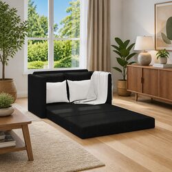 Black Fabric 2-in-1 Floor Sofa Bed for Comfort and Style