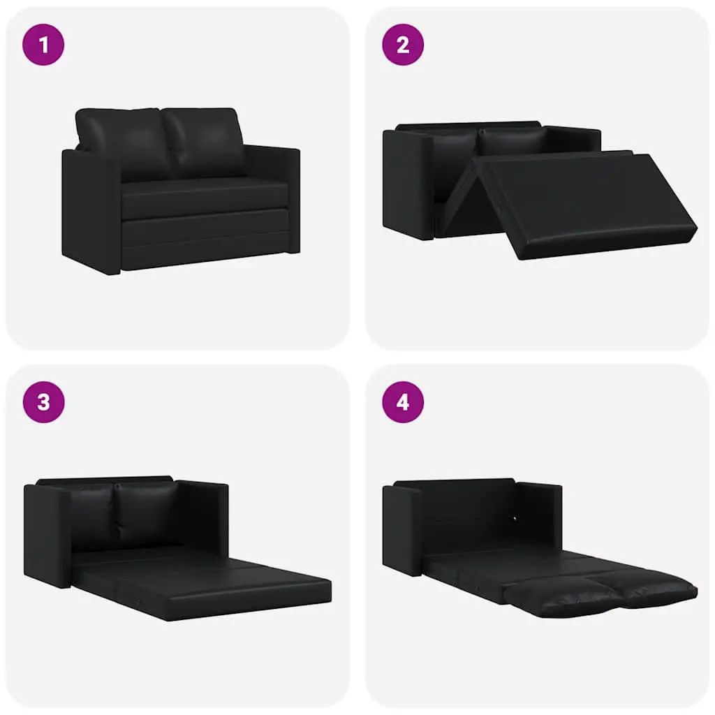 2-in-1 Convertible Floor Sofa Bed in Black