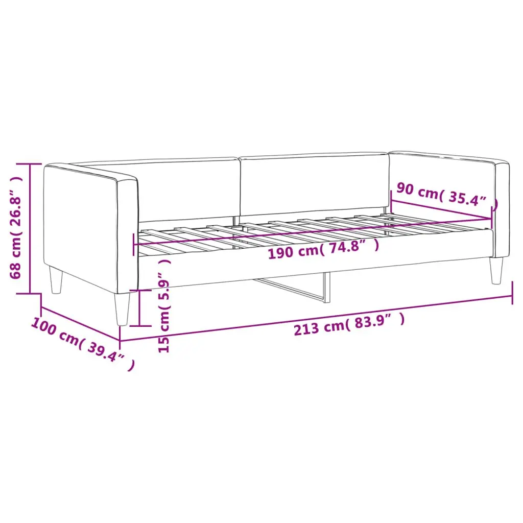Day Bed Sofa Bed Fabric 90x190 cm Grey 2-in-1