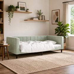 Grey Velvet Day Bed Sofa Bed 90x190 cm for Modern Living