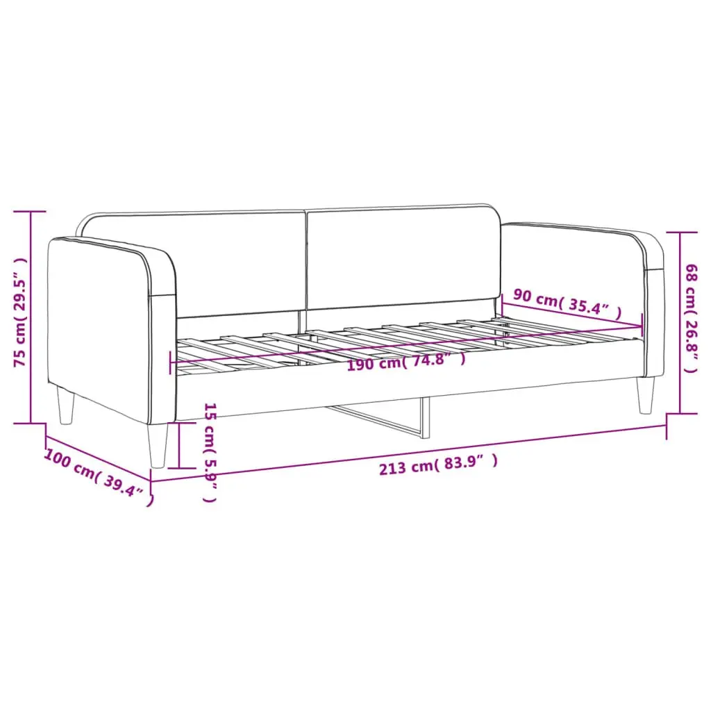 Grey Upholstered Day Bed Sofa Bed 90x190 cm