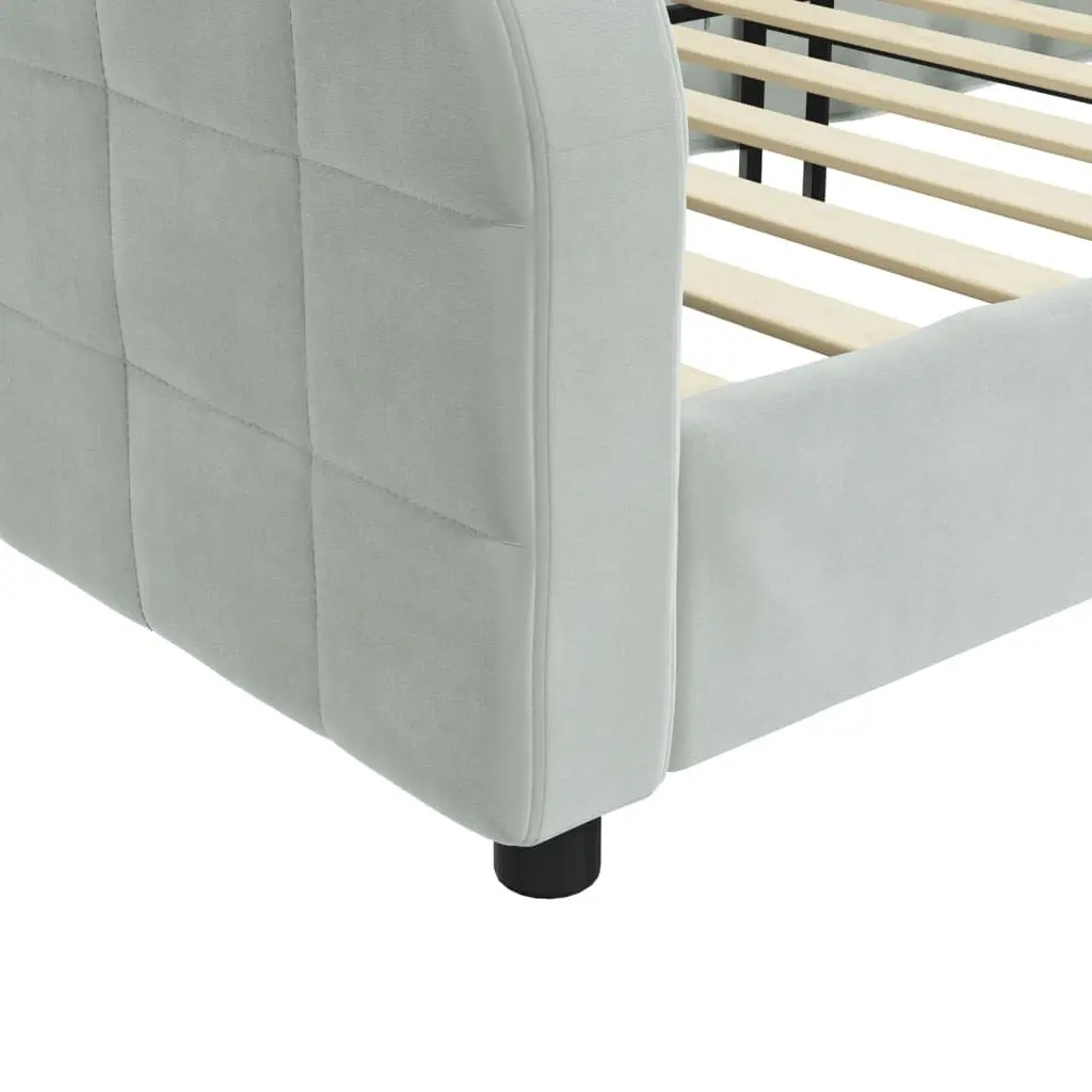 Day Bed Sofa Velvet 90x190cm Grey Modern Couch Furniture