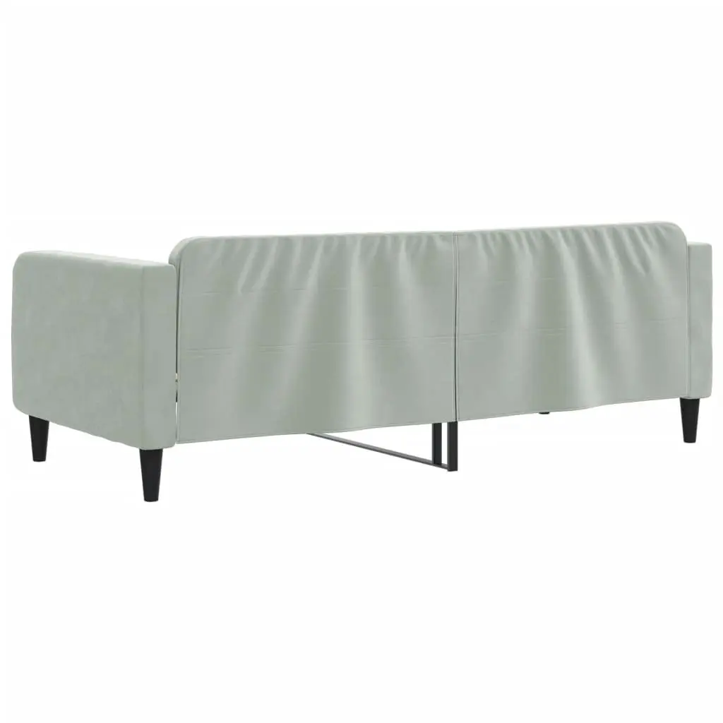 Grey Velvet Day Bed Sofa Bed 90x190 cm with Durable Frame