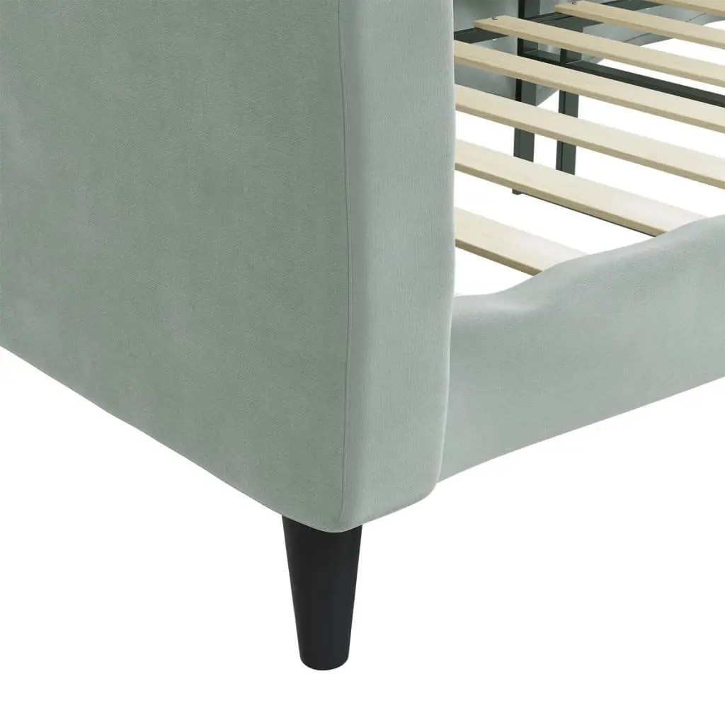 Grey Velvet Day Bed Sofa Bed 90x190 cm with Durable Frame