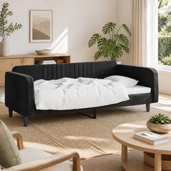 Black Velvet Day Bed Sofa Bed 90x190 cm for Stylish Living