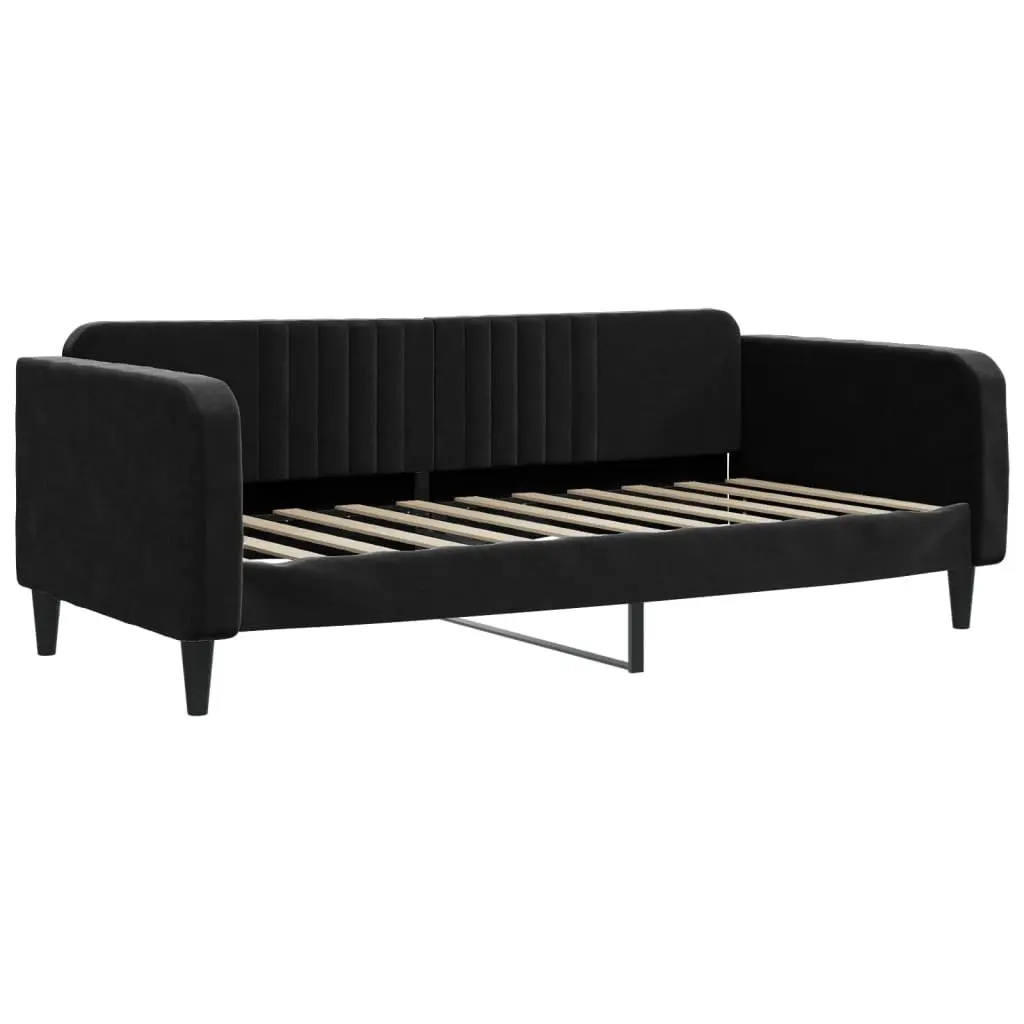 Day Bed Sofa Bed 90x190 cm Black Velvet Upholstered Sleeper Guest Bedroom