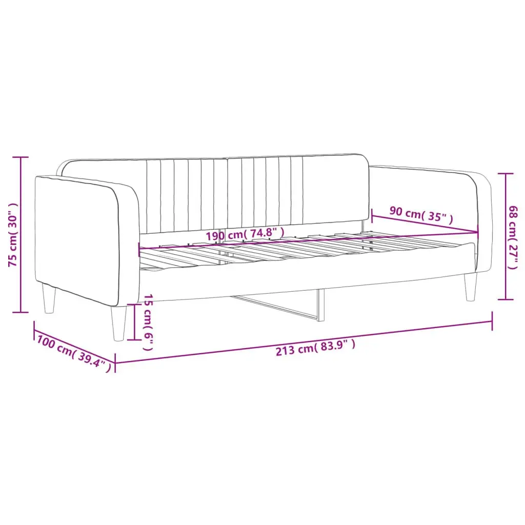 Day Bed Sofa Bed 90x190 cm Black Velvet Upholstered Sleeper Guest Bedroom