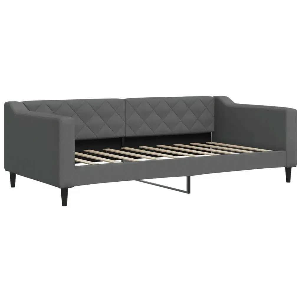 Grey Fabric Day Bed Sofa Bed 90x190cm with Slatted Base