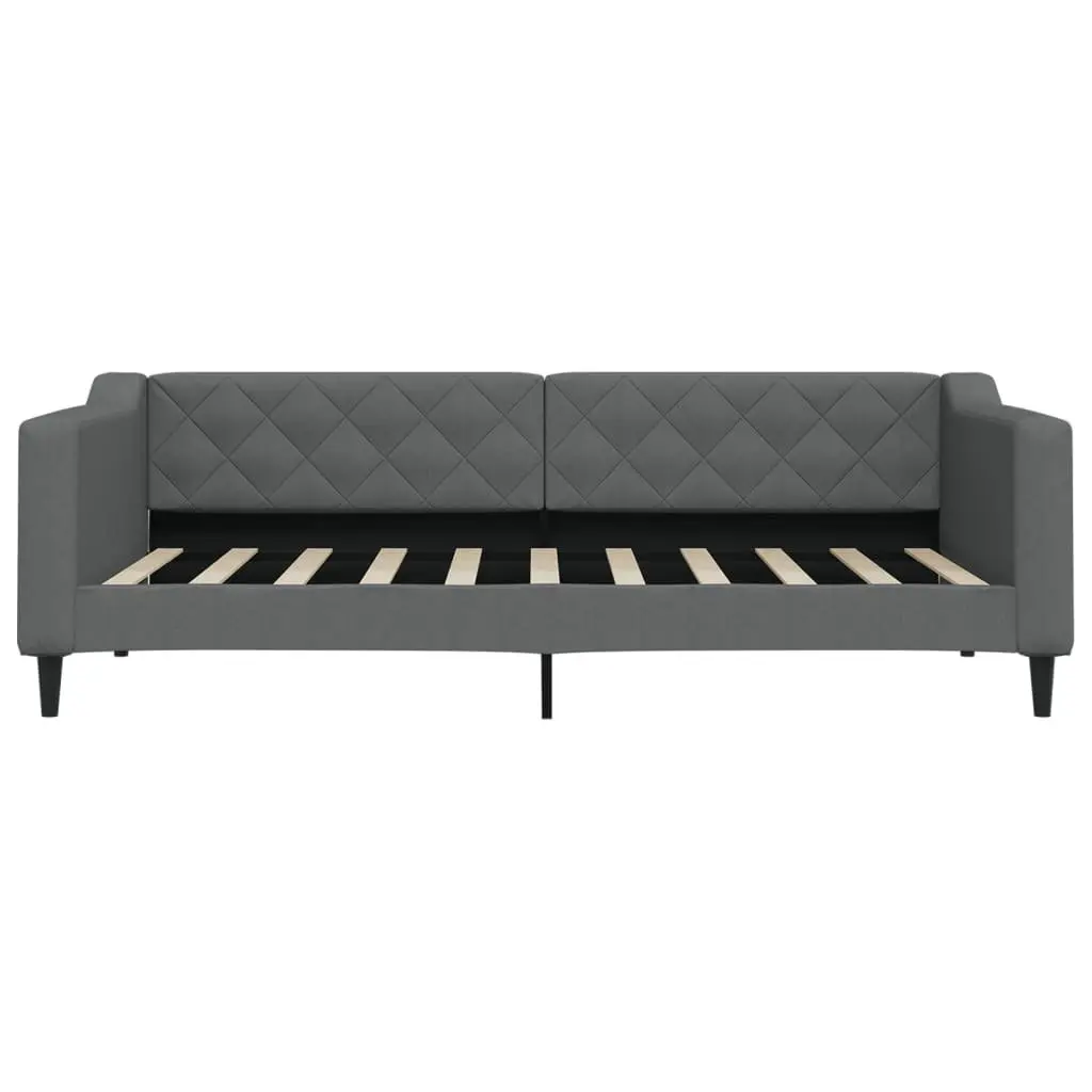 Grey Fabric Day Bed Sofa Bed 90x190cm with Slatted Base