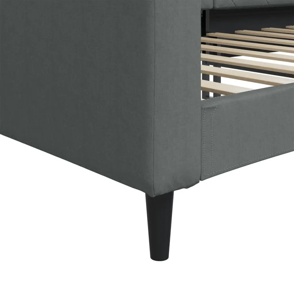 Grey Fabric Day Bed Sofa Bed 90x190cm with Slatted Base