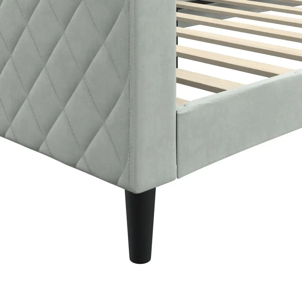 Grey Velvet Day Bed Sofa 90x190 cm