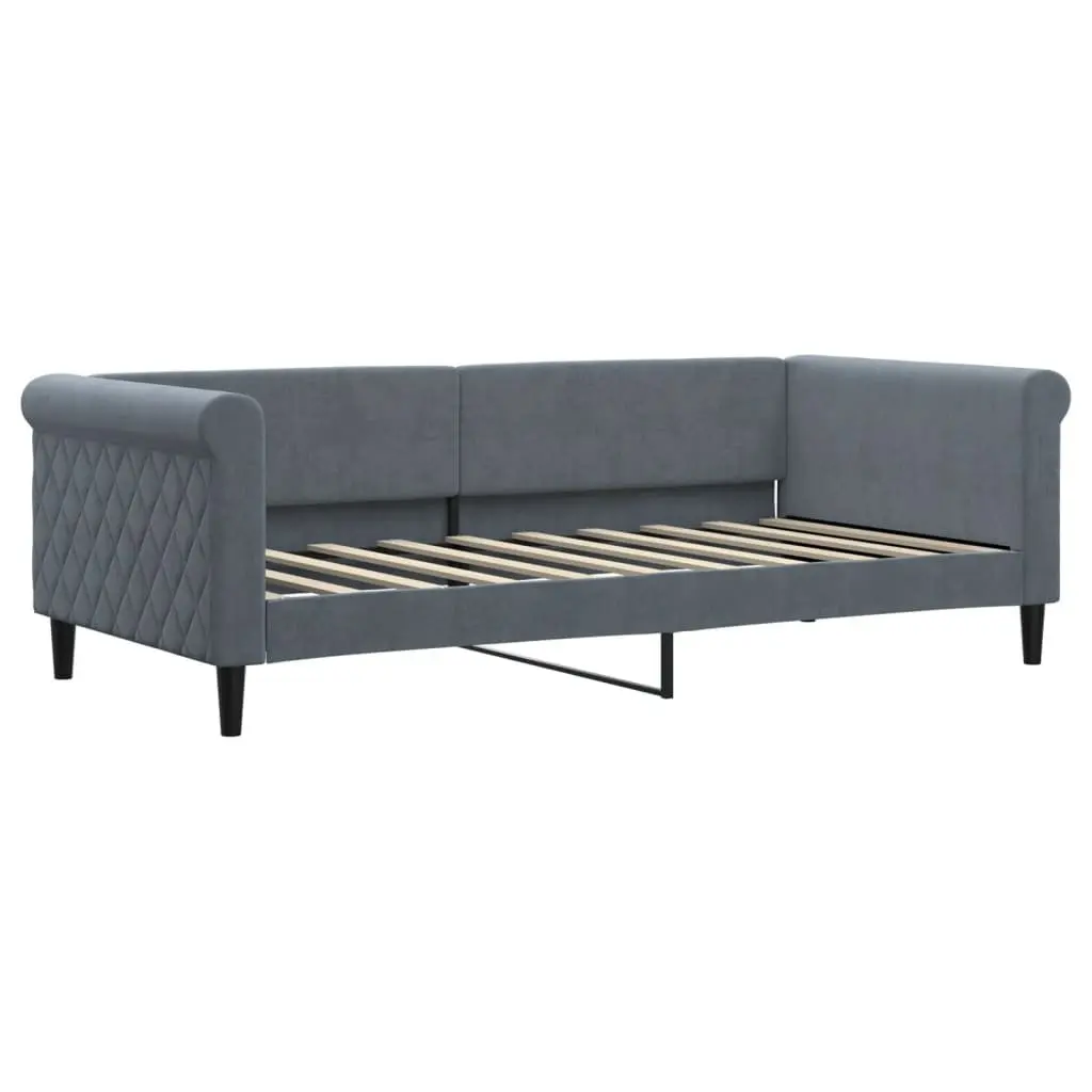 Grey Day Bed Sofa Bed 90x190 cm Velvet Frame