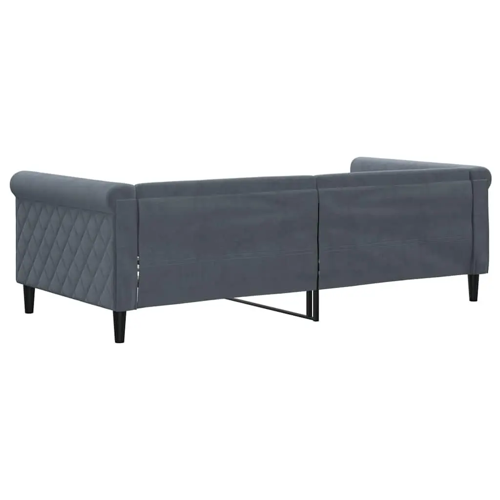 Grey Day Bed Sofa Bed 90x190 cm Velvet Frame