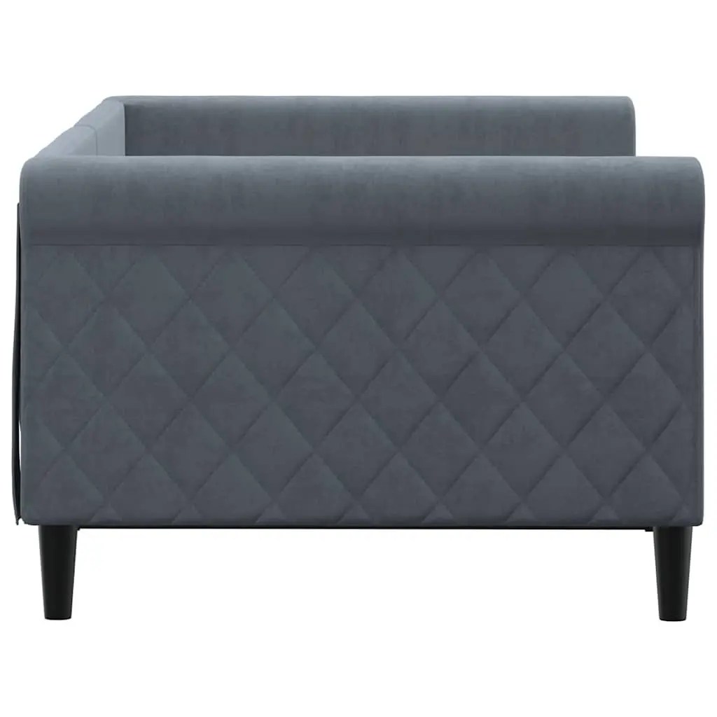 Grey Day Bed Sofa Bed 90x190 cm Velvet Frame