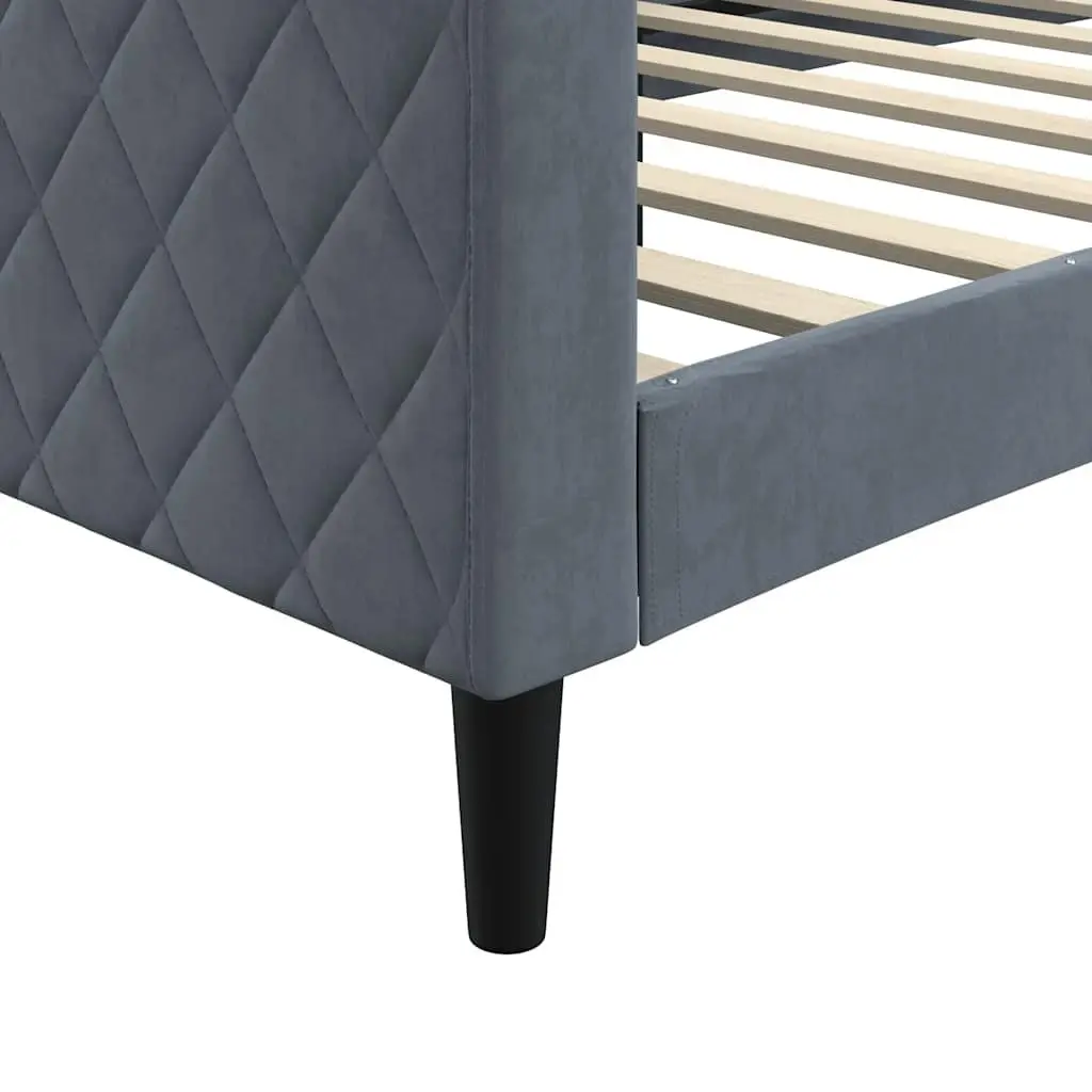 Grey Day Bed Sofa Bed 90x190 cm Velvet Frame