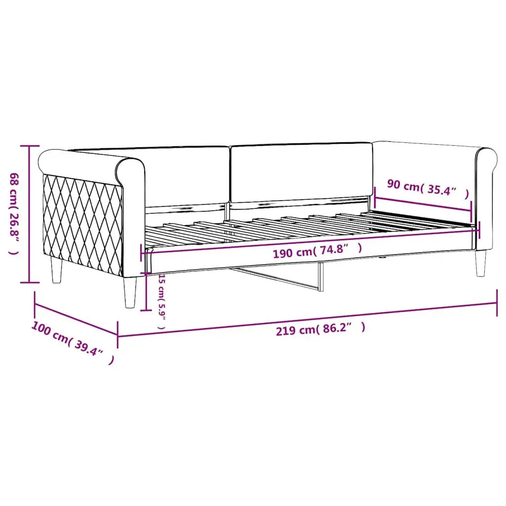 Black Velvet Day Bed Sofa for Living Room and Bedroom