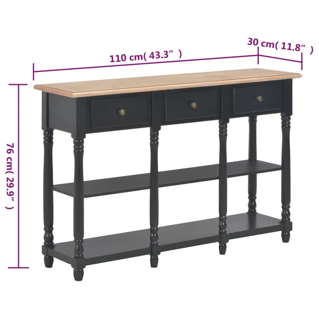 Black Console Table with Storage Drawers