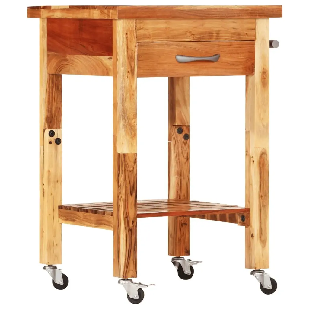 Solid Wood Acacia Kitchen Trolley 55x55x89cm with Drawers