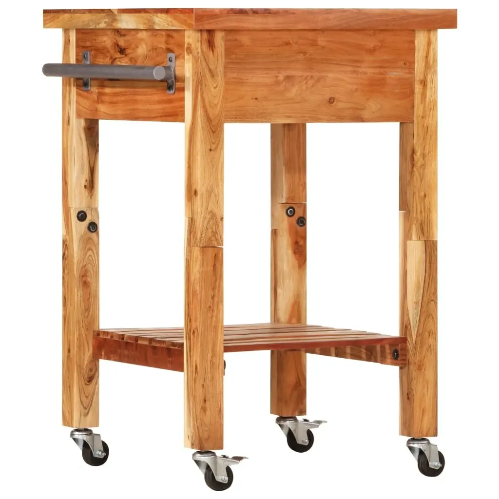 Solid Wood Acacia Kitchen Trolley 55x55x89cm with Drawers