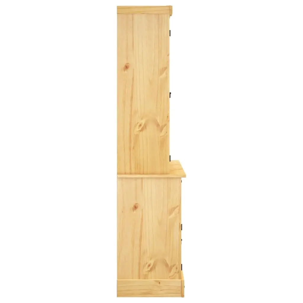 Brown Solid Pine Wood Highboard Storage Cabinet