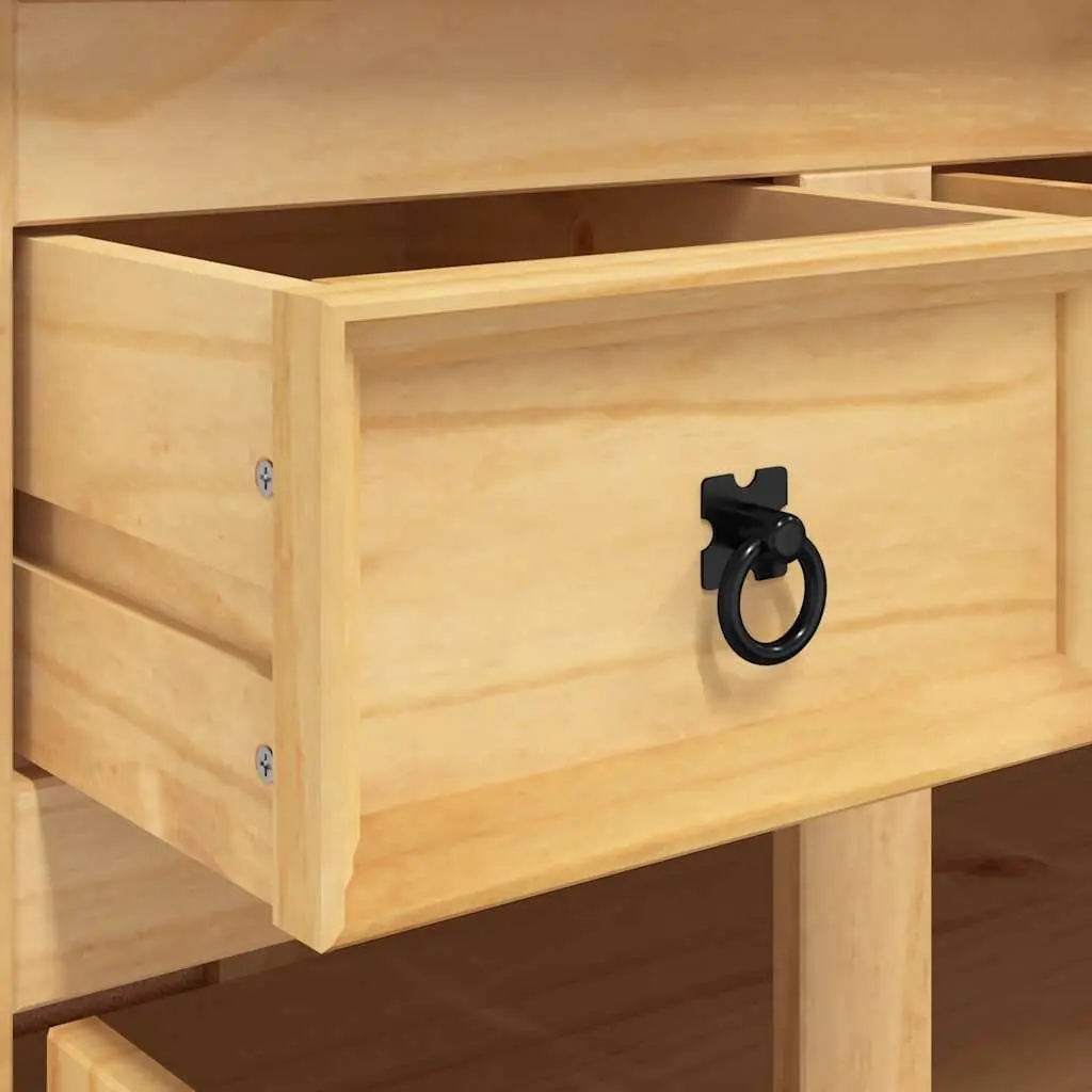 Brown Solid Pine Wood Highboard Storage Cabinet