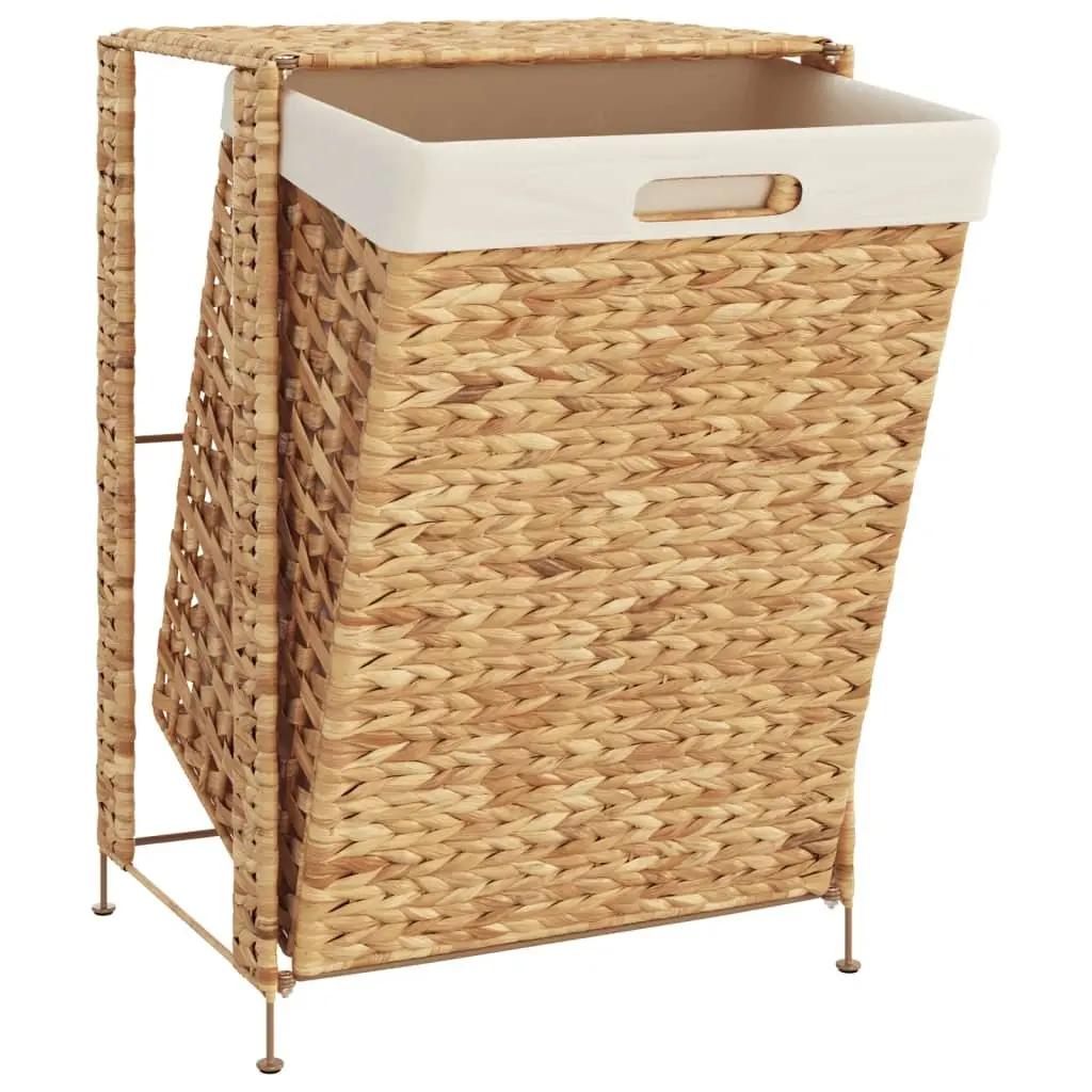 Laundry Basket Water Hyacinth 44x34x64 cm Brown with Lid Handle