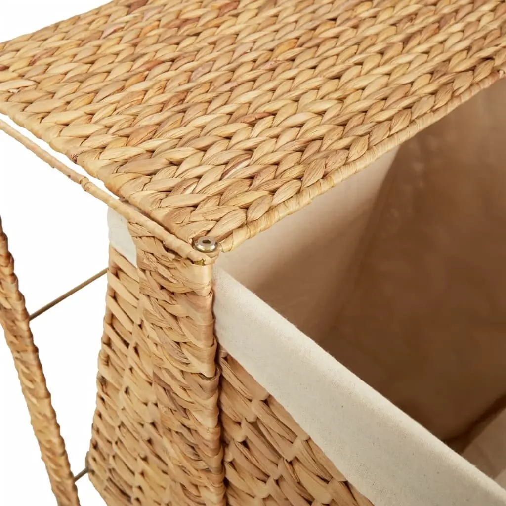 Laundry Basket Water Hyacinth 44x34x64 cm Brown with Lid Handle