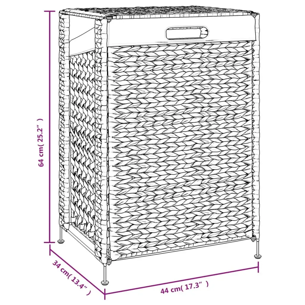 Laundry Basket Water Hyacinth 44x34x64 cm Brown with Lid Handle
