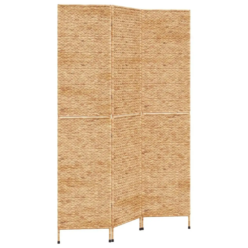 Brown 3-Panel Folding Screen Room Divider with Metal Frame