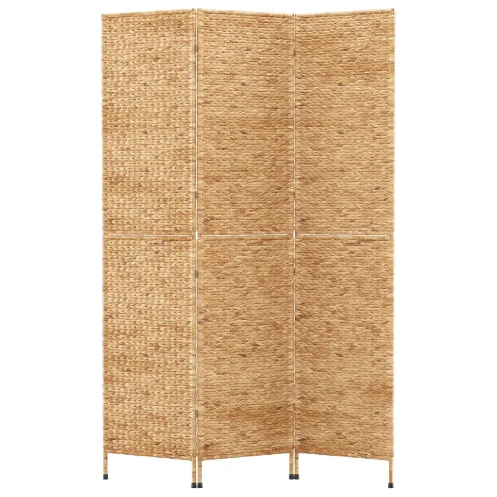 Brown 3-Panel Folding Screen Room Divider with Metal Frame