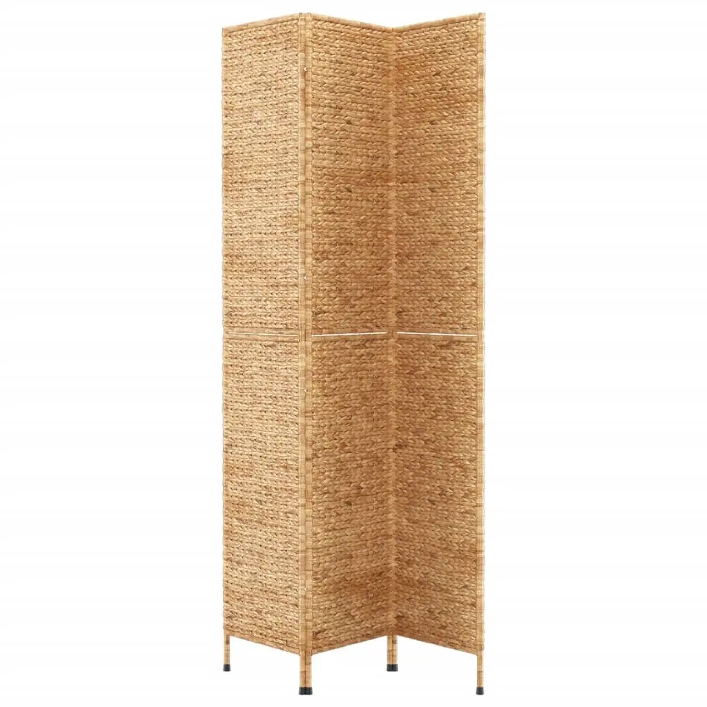 Brown 3-Panel Folding Screen Room Divider with Metal Frame