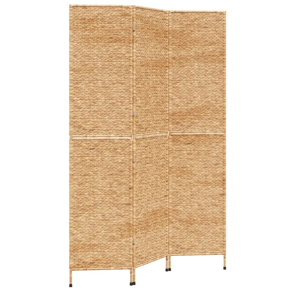 Brown 3-Panel Folding Screen Room Divider with Metal Frame