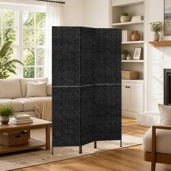 Room Divider 3-Panel Water Hyacinth Folding Privacy Screen Bedroom Partition