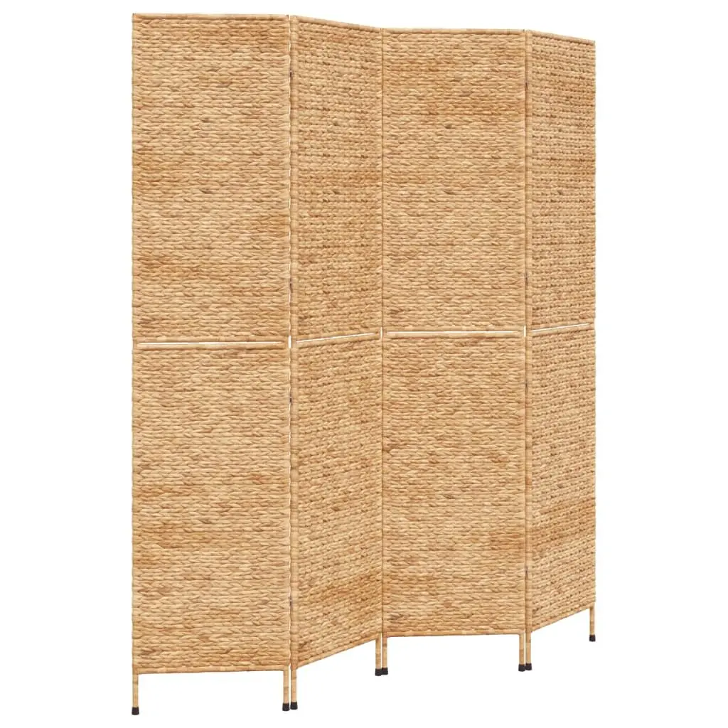4-Panel Room Divider Screen Folding Privacy Partition Water Hyacinth Brown