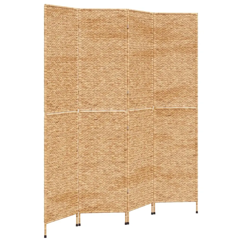 4-Panel Room Divider Screen Folding Privacy Partition Water Hyacinth Brown