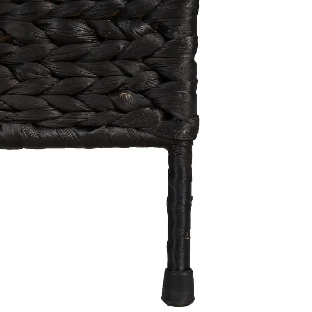 4-Panel Black Room Divider Screen in Water Hyacinth