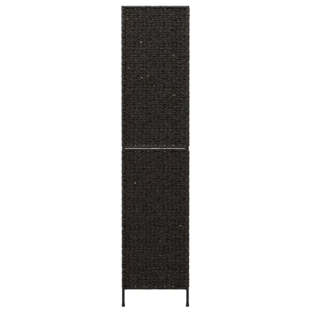 4-Panel Black Room Divider Screen in Water Hyacinth