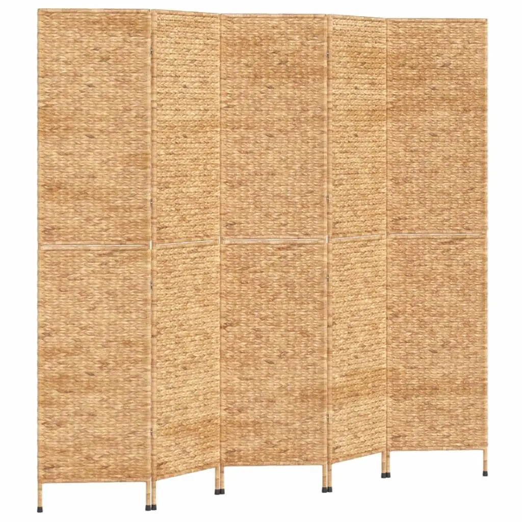 5-Panel Room Divider Folding Screen Privacy Partition Water Hyacinth Brown