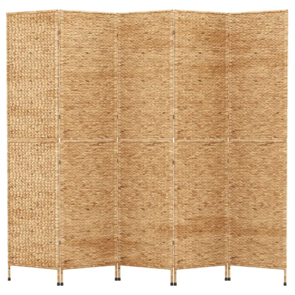 5-Panel Room Divider Folding Screen Privacy Partition Water Hyacinth Brown