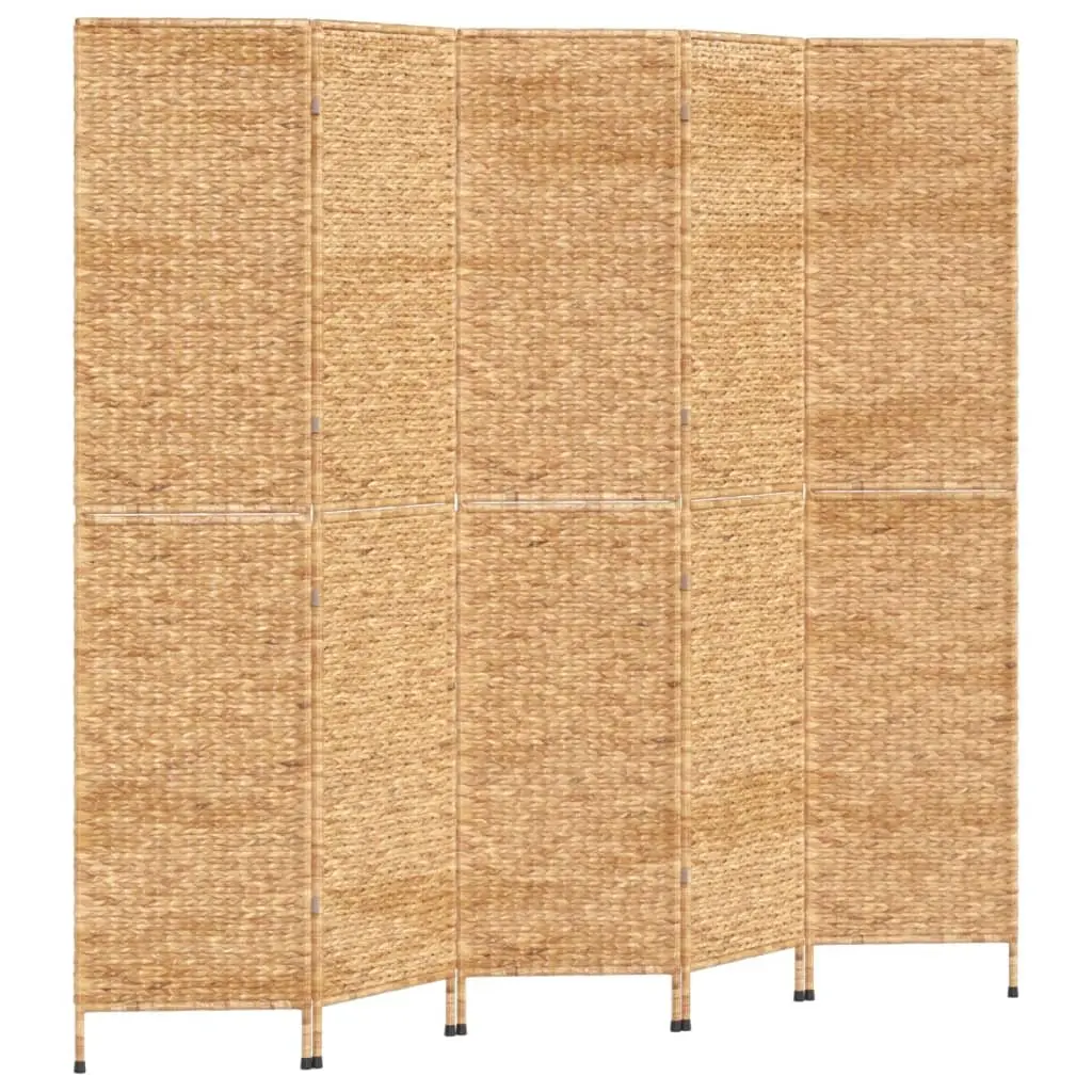 5-Panel Room Divider Folding Screen Privacy Partition Water Hyacinth Brown