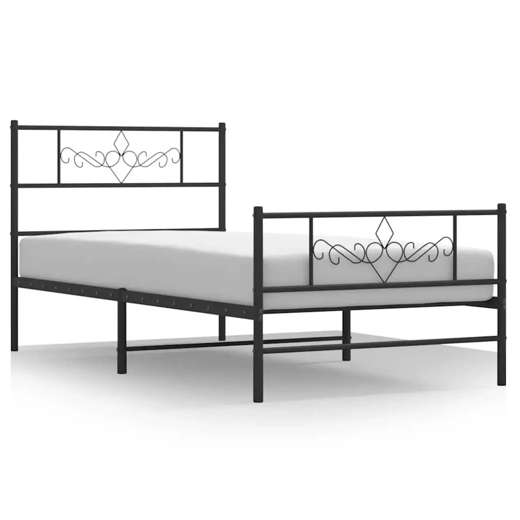 Metal Bed Frame Powder-coated Steel 107x203 cm Black