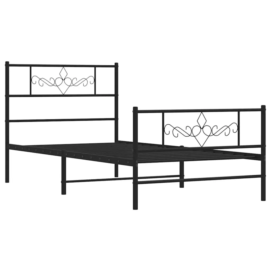 Metal Bed Frame Powder-coated Steel 107x203 cm Black